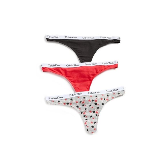 Calvin Klein Women's Carousel Logo Cotton Thong 3-Pack Multicolor Panty, XL - Picture 3 of 3
